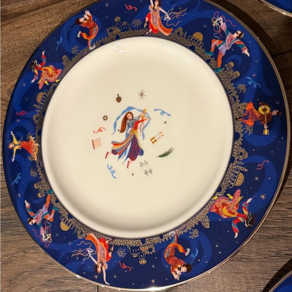 Simchah Hebrew plates set of 4 , Judaic Celebration American Jewish